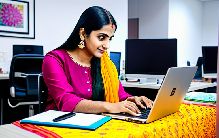**
"A professional woman in a vibrant, yet modest, salwar kameez, working on a laptop in a colorful co-working space, fully clothed, appropriate attire, safe for work, perfect anatomy, natural proportions, high quality, professional photography, family-friendly, Diwali decorations in the background."
**
