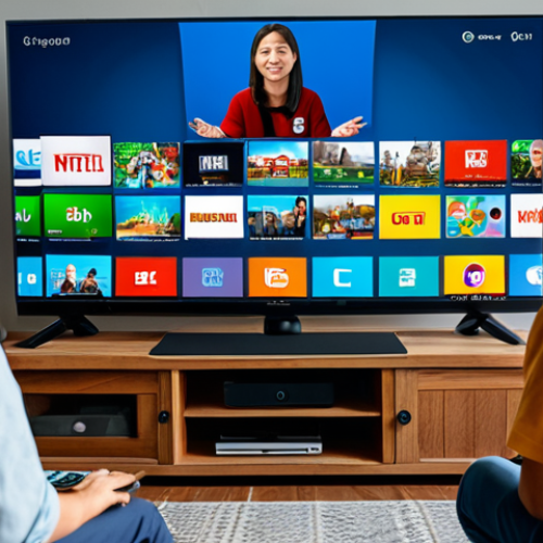 OTT의 문화적 영향 - **

"A diverse group of people watching an OTT platform on various devices (TV, laptop, mobile), ful...