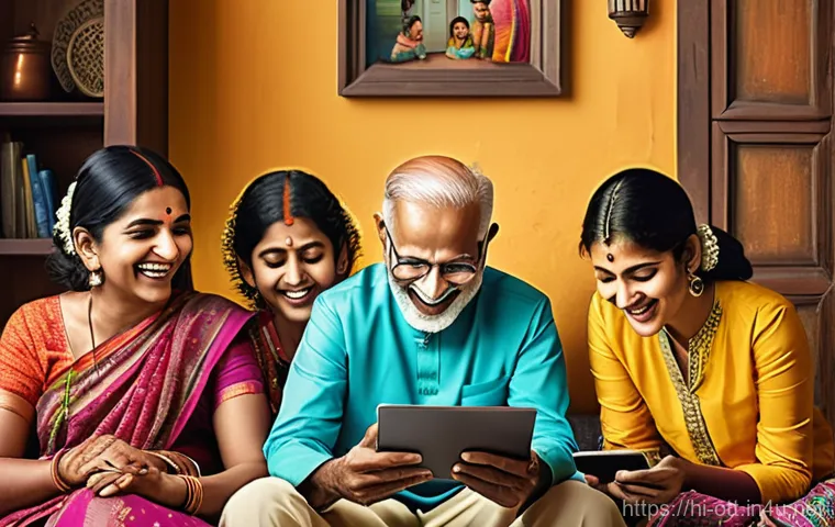 OTT와 사용자의 만족도 - **Prompt:** A cozy and brightly lit modern living room, where a diverse family – a mother, father, a...