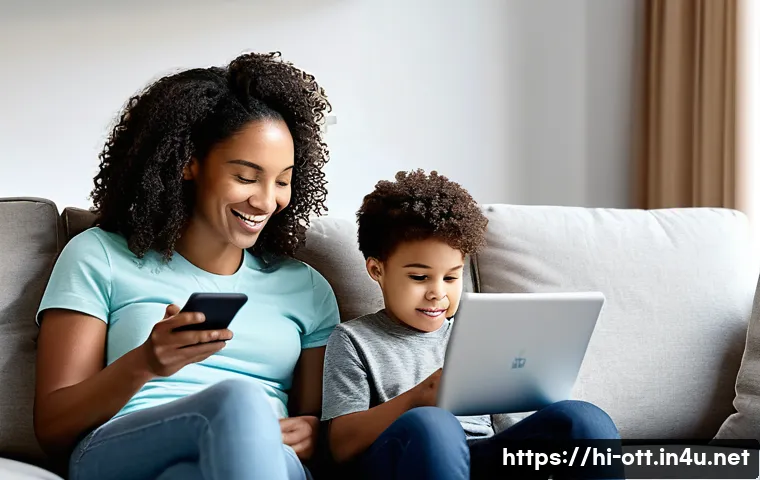 OTT와 엔터테인먼트 혁신 - **Prompt:** A diverse family (parents in their late 30s, a teenager around 16, and a toddler aged 2 ...