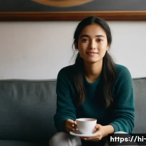 Home 30 OTT 시청자가 원하는 콘텐츠 - **Prompt:** A young woman in her early twenties, with a warm and thoughtful expression, sits comfort...