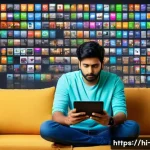 OTT 구독 유지율 - **Prompt 1: The Overwhelmed Streamer's Realization**
"A young Indian adult, male or female, sits...