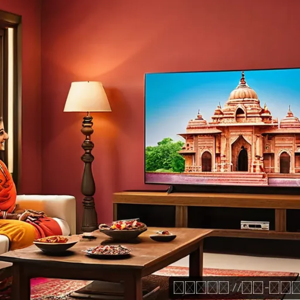 OTT와 지역별 콘텐츠 차별화 - A vibrant digital entertainment scene showcasing diverse Indian regional cultures on OTT platforms: ...